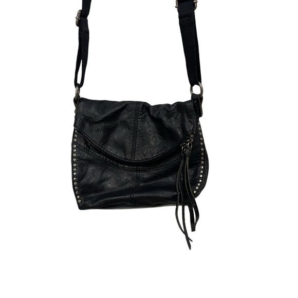 The Sak Distressed Leather Crossbody Bag Black Studded Western Womens - Picture 1 of 7